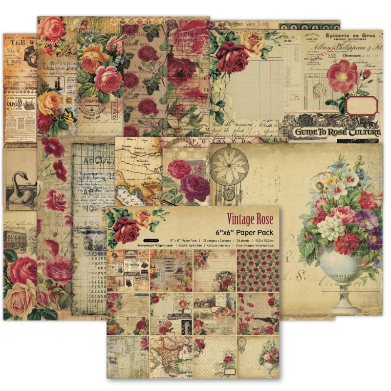 Vintage Junk Journal Scrapbooking Paper - Scrapbook Pad Geassorteerd Patroon Decoupage Cardstock