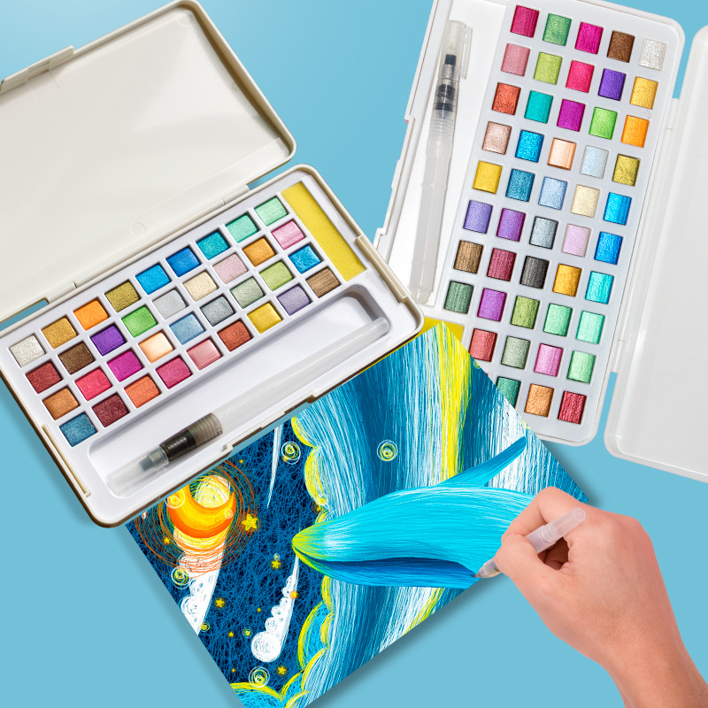 Watercolor Paint Set Solid Pigment - Solide aquarelverfset Glitter aquarelpigmenten voor het