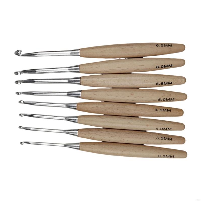 Wooden Crochet Hooks Ergonomic Handle - 8 Stuks Ergonomische Haaknaald Voor Beginner