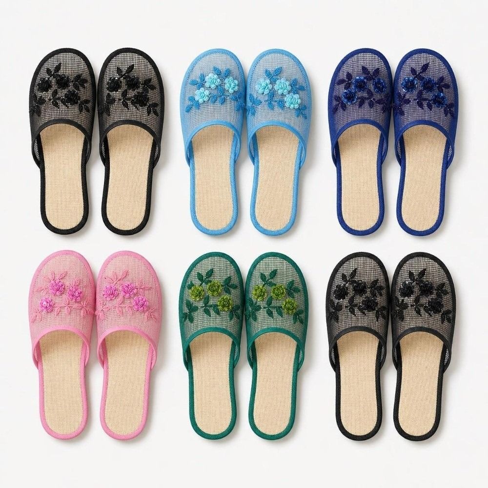 Embroidery - Casual bloemenborduurwerk mesh sandalen met zachte