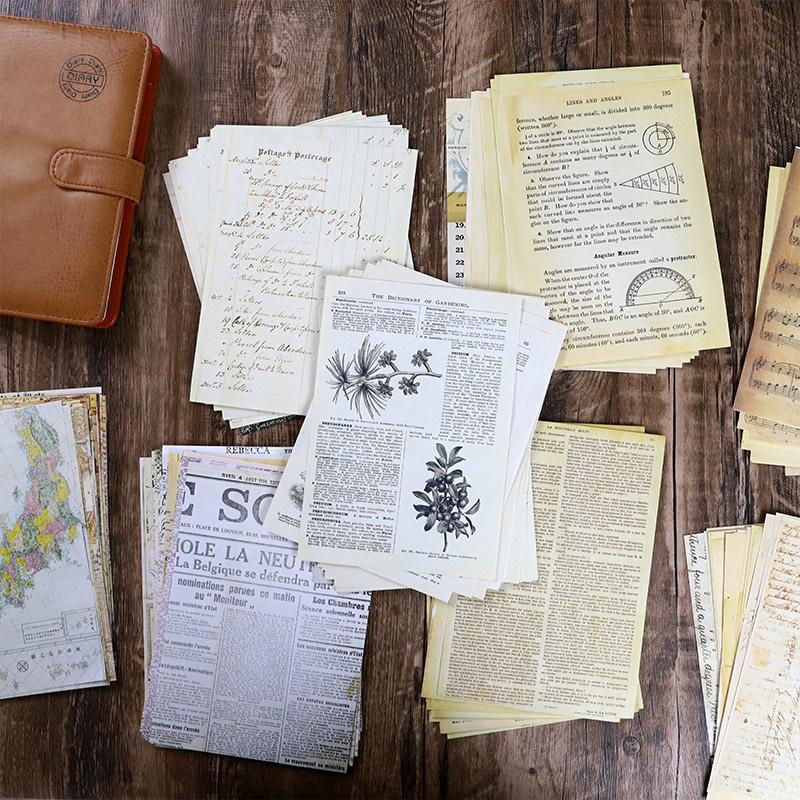 Vintage Junk Journal Scrapbooking Paper - 30 stuks oude kaart bloem letters