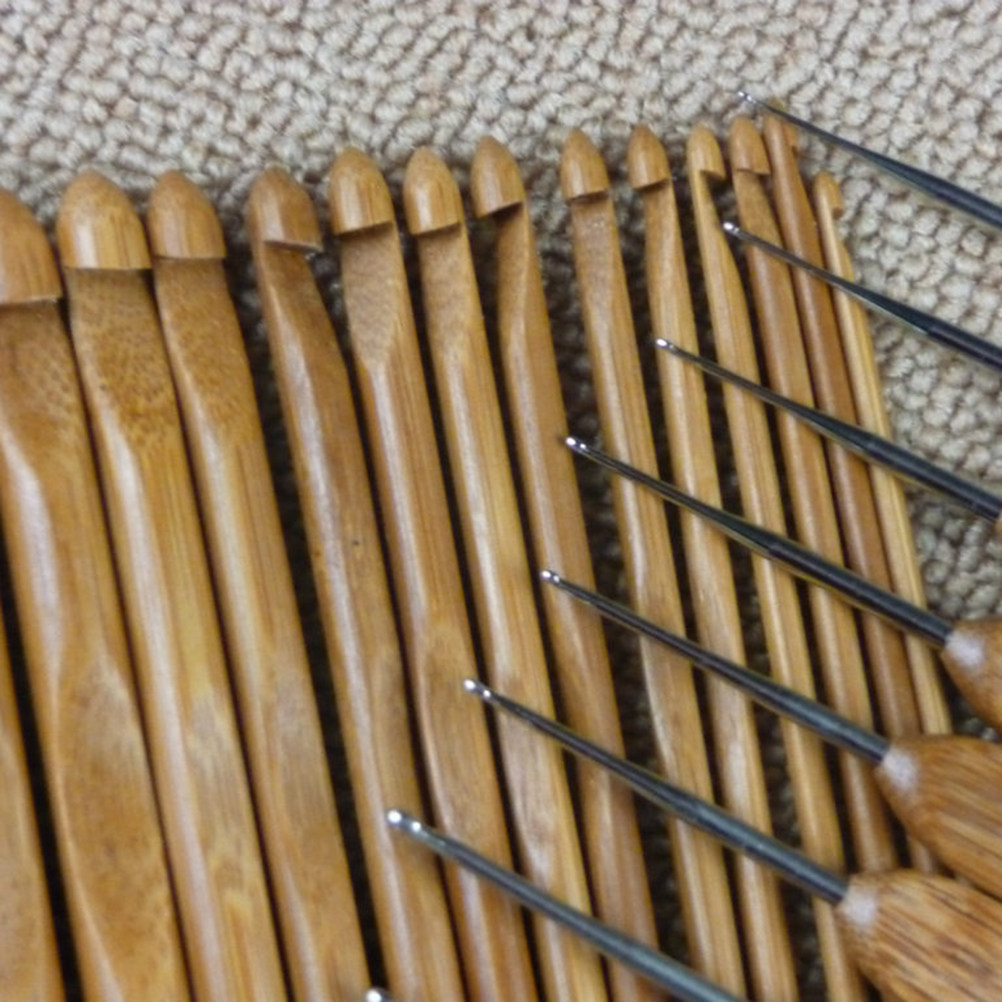 Wooden Crochet Hooks Ergonomic Handle - Set van 12 houten breinaalden, hoogwaardige