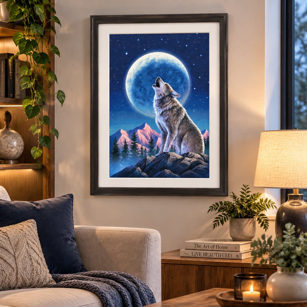 [ZZ9252-Lone Wolf Under the Mo - Cross Stitch Stamped Kits Beginners recensie en prijs